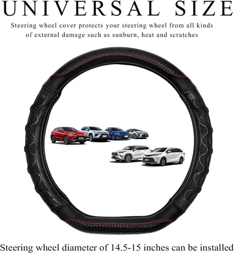 Miniatura 2 de Funda para volante de automóvil, protector antideslizante de 15 pulgadas para volante con diseño de panal 3D, fundas universales para volante