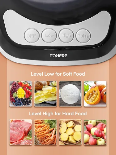 Miniatura 2 de FOHERE Procesador de alimentos, 12 tazas, picadora de alimentos 2 en 1 y picadora de carne, motor de 500 W, sin BPA, acero inoxidable, procesador