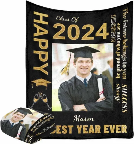Miniatura 2 de D-Story Manta de franela personalizada para mujer, regalos de graduados, regalo de graduación de secundaria, regalos de graduación personalizados