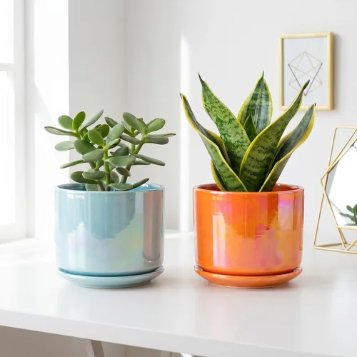 Miniatura 5 de Macetas de cerámica EFISPSS, macetas de interior de 4+5+6 pulgadas de cerámica para plantas con orificio de drenaje, para suculentas y cactus
