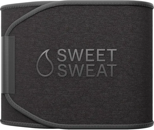 Sports Research Sweet Sweat - Faja reductora de cintura de la serie Core; banda de fitness de sudoración premium para mujeres y hombres Negro mate