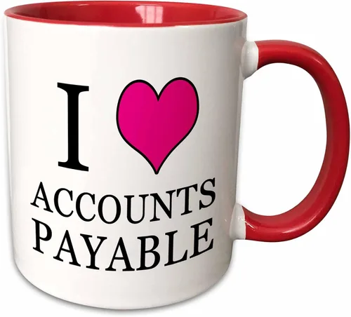 Miniatura 8 de 3dRose I Love Accounts Payable - Taza negra de dos tonos (11 onzas), color rosa