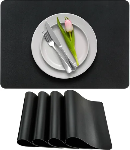 Miniatura 10 de More Décor - Juego de 6 manteles individuales de piel sintética para mesa de comedor, impermeables, lavables, resistentes a las manchas y al calor