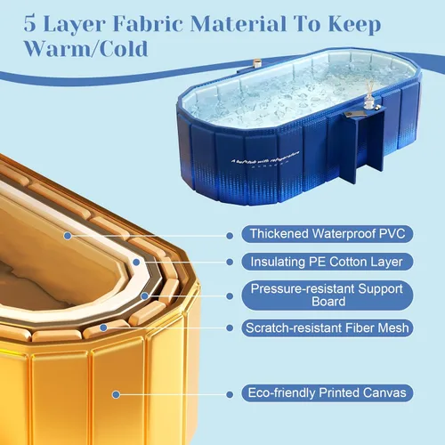 Miniatura 6 de jessie Bañera portátil de 47 pulgadas, bañera de hielo plegable para adultos, baño caliente para remojar en frío, bañera independiente