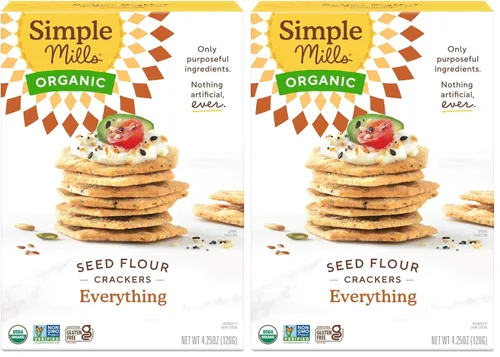 Simple Mills Galletas de semillas orgánicas, todo en uno - sin gluten, veganas, bocadillos saludables, aptas para dieta paleo, 4.25 oz (paquete de 2)
