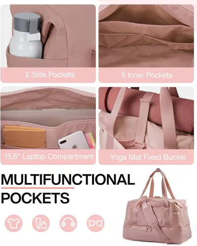 Miniatura 3 de BAGSMART Bolsa de gimnasio para mujer, bolsa de mano para el fin de semana, bolsas de viaje con funda de carretilla, bolsa de viaje para artículos