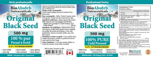 Miniatura 7 de Bio Absorb - Cápsulas de aceite de semilla negra, suministro para 82 días, aceite de semilla de comino negro puro prensado en frío (Nigella Sativa)