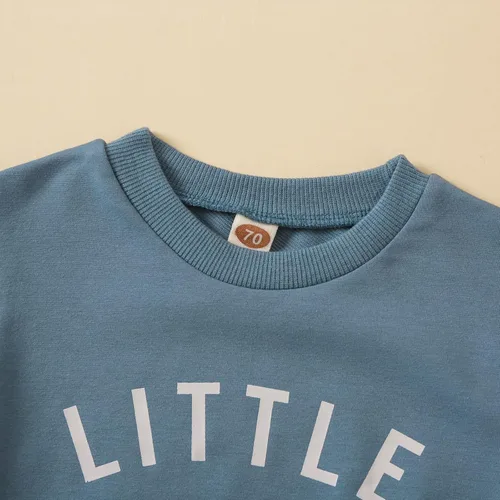 Miniatura 31 de Conjunto de 2 piezas de sudadera de manga larga con cuello redondo y pantalones casuales para bebés y niños pequeños