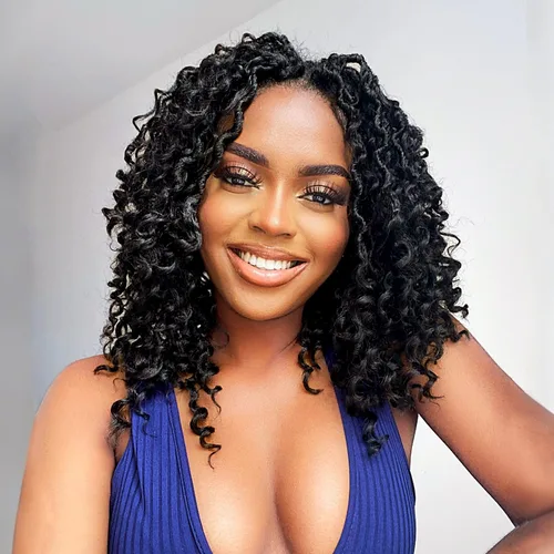 Goddess Locs - Cabello de ganchillo de 10 pulgadas, 8 paquetes de cabello sintético preanudado con extremos rizados para mujeres negras, 10 1b