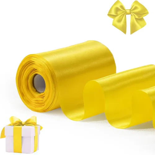 Miniatura 40 de FAKILO Cinta de satén roja de 4 pulgadas x 22 yardas de ancho para gran ceremonia de apertura, negocio, corte, lazos, Navidad, festival, decoración