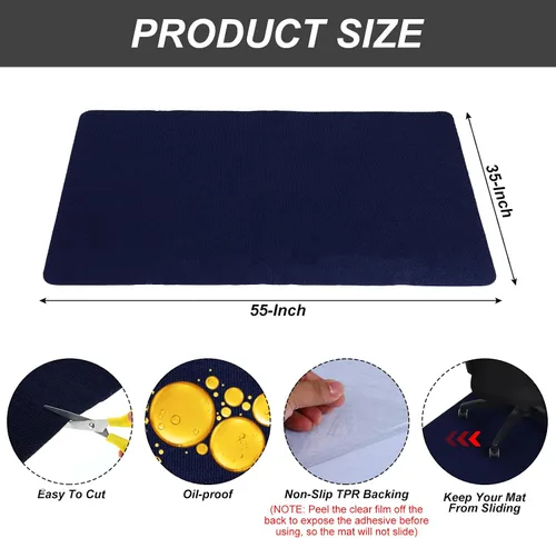 Miniatura 2 de PATIKIL Tapete para silla de oficina de 55 x 35 pulgadas, tapete multiusos de escritorio para sillas rodantes para suelos de madera dura (azul)