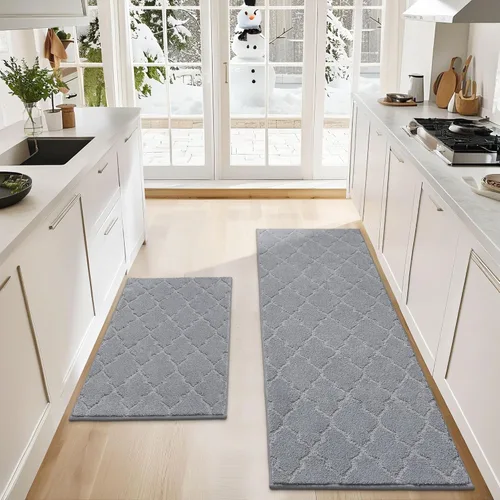 Miniatura 66 de COSY HOMEER Alfombras suaves de cocina [2 piezas] para el frente del fregadero súper absorbentes, tapetes y tapetes de cocina de 20 x 30 pulgadas/20