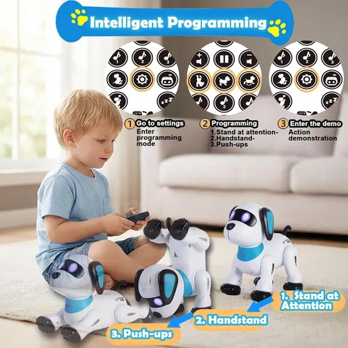 Miniatura 4 de yiman Perro Robot de Juguete con Control Remoto – Perro Robot Inteligente Programable para Niños de 3+, Juguete de Mascota Electrónico con Baile