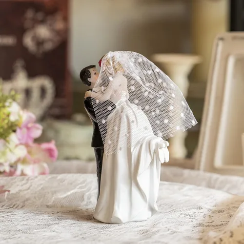 Miniatura 2 de Adornos Modernos para Pasteles de Boda de Novia y Novio Figurina Hecha a Mano para Decoración, Adorno Rústico para Pastel para Boda, Divertida