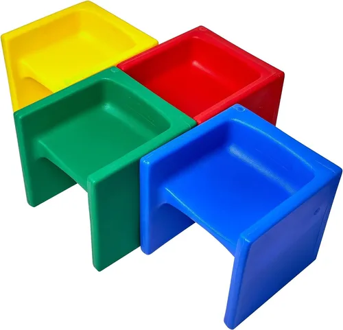 Miniatura 15 de Children's Factory Silla cúbica 3 en 1 para niños, muebles de aula de asientos flexibles, paquete de 1, almendra Polyethylene Toddler Outdoor