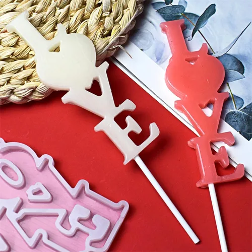 Miniatura 3 de mostsom Moldes de silicona Love para piruletas de chocolate y dulces, molde para fondant de azúcar, paletas, galletas, utensilios para hornear, sin