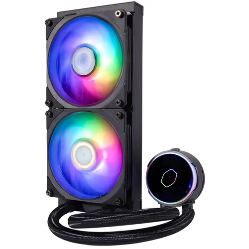 Cooler Master MasterLiquid PL240 FLUX Serie 240mm, AIO, enfriador líquido de CPU, 0 RPM, bomba de doble cámara, base de cobre ampliada, ventiladores