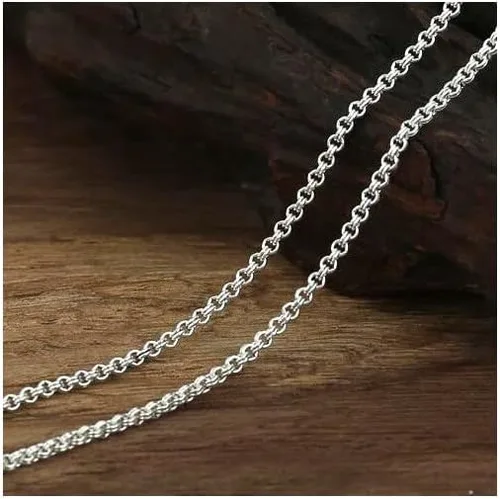 Miniatura 3 de Collar de cadena de eslabones circulares de plata de ley 925 de 0.059 in, 0.079 in, 0.098 in, cadena Belcher para mujer, collar para colgante, 16