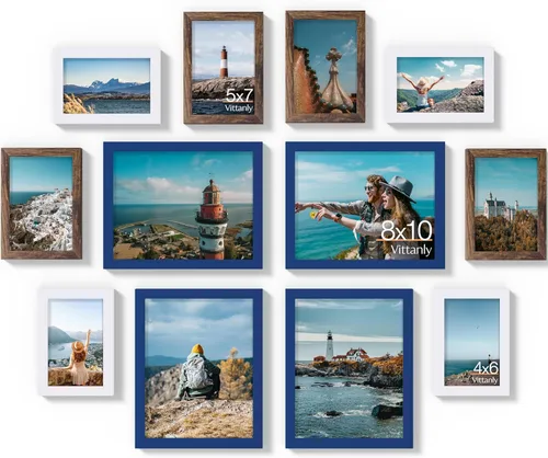 Miniatura 55 de Vittanly Paquete de 7 Marcos de Fotos, Marcos de Fotos Collage Decoración de Pared para Pared o Mesa, Múltiples Tamaños con 1 Pieza de 11x14