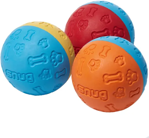 Miniatura 11 de Snug Pelotas de goma para perros pequeños y medianos, tamaño de pelota de tenis, prácticamente indestructibles (paquete de 3, calientes)