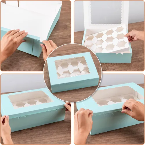 Miniatura 5 de Hoewina 6 Cajas para Cupcakes - Para 12 Cupcakes con Ventana, Soporte para Cupcakes de Grado Alimenticio, Fácil Transporte y Presentación - Ideal