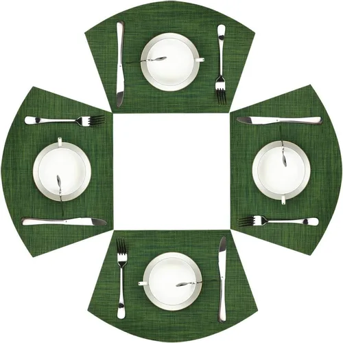 Miniatura 11 de Juego de 4 manteles individuales de vinilo para mesas redondas, tejido antideslizante, resistente al calor, fácil de limpiar, lavable, lavable