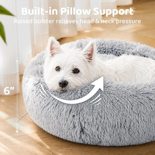 Miniatura 3 de JOLLYVOGUE - Cama para perros y gatos, cama relajante y antiestrés para mascotas y perros pequeños, cojín esponjoso en forma de dona para mascotas