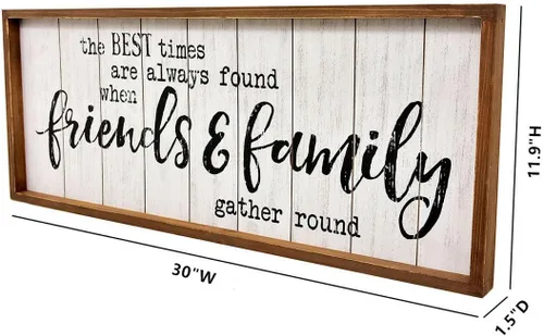 Miniatura 5 de The Best Times Friends & Family - Letrero de madera rústica, decoración de pared de granja con fondo de listones blancos y marco de madera natural