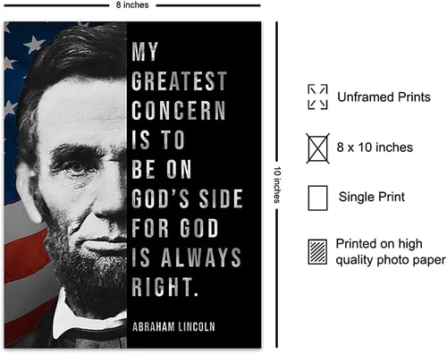 Miniatura 2 de Abe Lincoln - Póster de Abraham Lincoln, 8 x 10 pulgadas, decoración de pared con bandera estadounidense, decoración patriótica, decoración