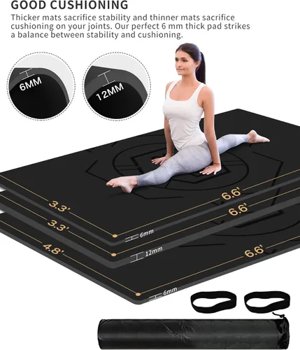 Miniatura 2 de Nuveti Alfombrilla de entrenamiento extra ancha, 1/2 pulgada de grosor, antideslizante y no tóxica, perfecta para yoga descalzo, pilates y meditación