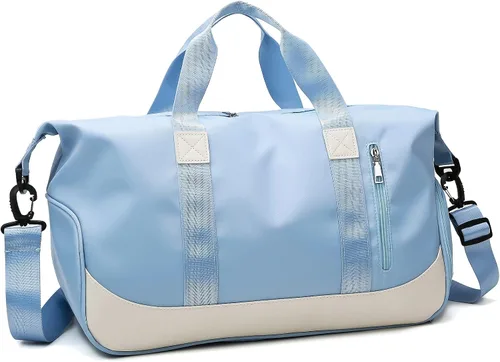 Miniatura 8 de Arouselove Bolsas de lona deportivas para mujeres y hombres, bolsa de gimnasio portátil con bolsillo húmedo y compartimento separado para zapatos