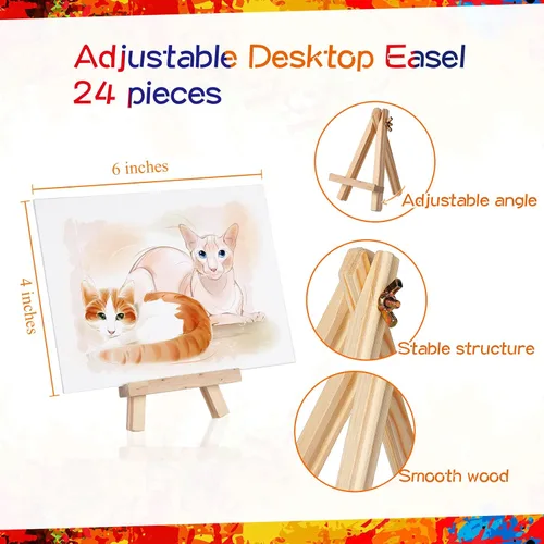 Miniatura 5 de Juego de 24 kits de pintura artística, suministros de pintura para artistas, incluye 144 pinceles para manualidades, 48 lienzos blancos, 24