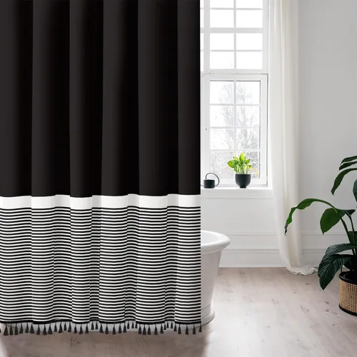 Seasonwood Cortinas de regadera extralargas de 96 pulgadas, cortinas de ducha modernas de estilo rústico bohemias para el baño, juego de cortinas de