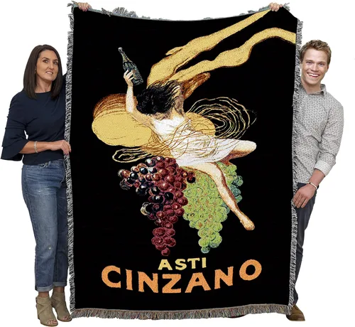 Asti Cinzano - Manta vintage para póster de Leonetto Cappiello - Tapiz de regalo de arte fino tejido de algodón, fabricado en los Estados Unidos (72