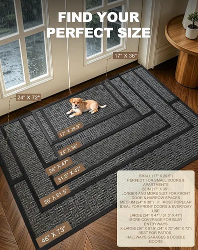 Miniatura 3 de Mibao Tapete para puerta delantera, resistente y duradero, tapete de bienvenida para interiores y exteriores, atrapador de suciedad, impermeable
