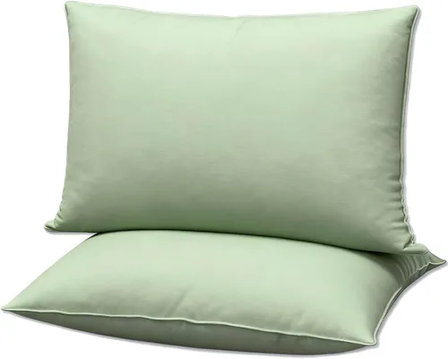 Miniatura 10 de Juego de 2 almohadas de cama planas ultra delgadas tamaño estándar, extra suaves, alternativas a las almohadas de plumas, para dormir de estómago