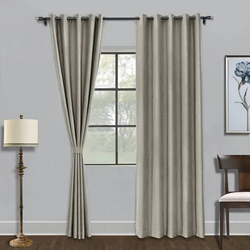 Miniatura 16 de Fcosie Cortinas opacas de 84 pulgadas de largo con textura de lino, con aislamiento térmico, con ojales en la parte superior con forro opaco blanco