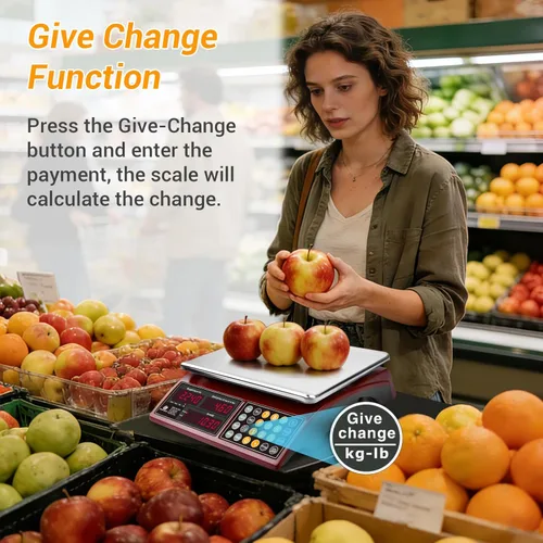 Miniatura 4 de Báscula digital de cocina comercial de 66 libras con cálculo de precios, báscula recargable de acero inoxidable para carne, productos, frutas