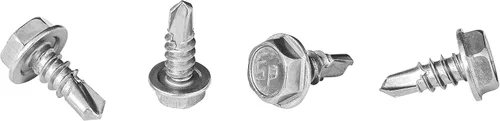 Tornillo Tek autoperforante con cabeza hexagonal #10 x 1/2 pulgadas, acero chapado en zinc para fijar chapa de acero o acero a metal, caja de 100