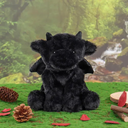 Miniatura 4 de Apricot Lamb Dragón Negro de Peluche Suave para Niños, Juguetes de Peluche Lindos y Suaves para Niña y Niño, Dragón Negro Esponjoso de Peluche Negro