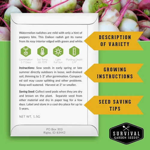 Miniatura 2 de Raras semillas exóticas de vegetales y frutas para plantar – Paquete de 6 variedades autóctonas con Romanesco, pepino limón, rábano sandía y más