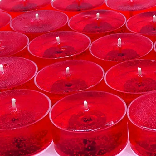 Miniatura 4 de Paquete de 24 aceites minerales de color rojo 100% transparente, sin perfume, a base de hasta 8 horas de velas de té para el hogar, restaurantes