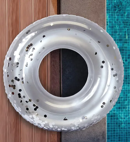 Miniatura 7 de POZA Flotador de Tubo Inflable para Piscina – Anillo de natación de confeti brillante, Tubo Inflable de Servicio Pesado Resistente a los Rayos UV