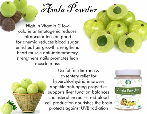 Miniatura 6 de AYURVEDASHREE Amla Fruit Powder (Amalaki) 3.53 oz Forma de polvo Rico en vitamina C antioxidante Vegano 100% crudo de la India Emblica