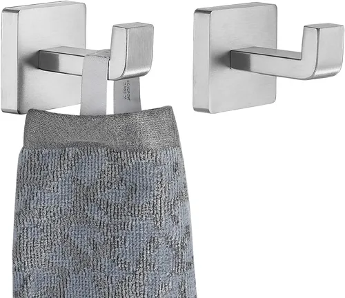 Miniatura 10 de JQK TH250-BG-P2 - Gancho para toallas de baño, para cocina, garaje, acero inoxidable 304, grosor de 0.031 in, 2 unidades, oro cepillado, TH250-BG-P2