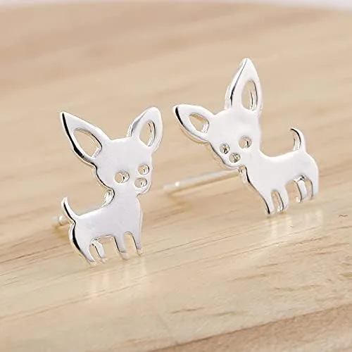 Miniatura 5 de QIAN0813 Aretes pequeños de Chihuahua para mascotas para mujeres, lindos aretes de perrito y cachorro, joyería de animales Love My Pet, aleación