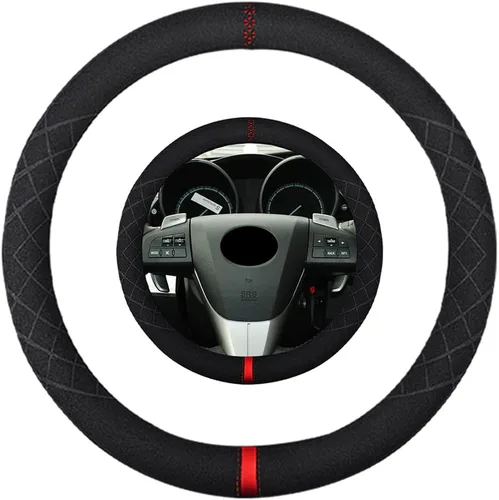 Miniatura 53 de Funda de volante de ante K LAKEY, compatible con Dodge Avenger Grand Caravan Challenger Charger, cubierta de volante deportiva antideslizante