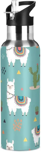 Miniatura 8 de BPA-Free Sports Water Bottle 20 Oz, Insulated Stainless Steel Water Bottle with Straw for Gym Outdoor Travel School, Cute Llamas Colorful