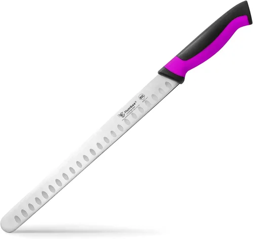 Miniatura 25 de Cuchillo de chef de 8 pulgadas con borde Granton para rebanar jamón y carne de pavo Certificado NSF Hoja de acero inoxidable alemán Mango