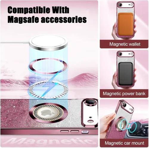 Miniatura 252 de Misscase Funda magnética con purpurina para iPhone 11 compatible con MagSafe, protección completa, delgada, a prueba de golpes, antiarañazos